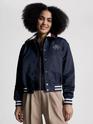 Jaqueta Bomber com Logo Universitário