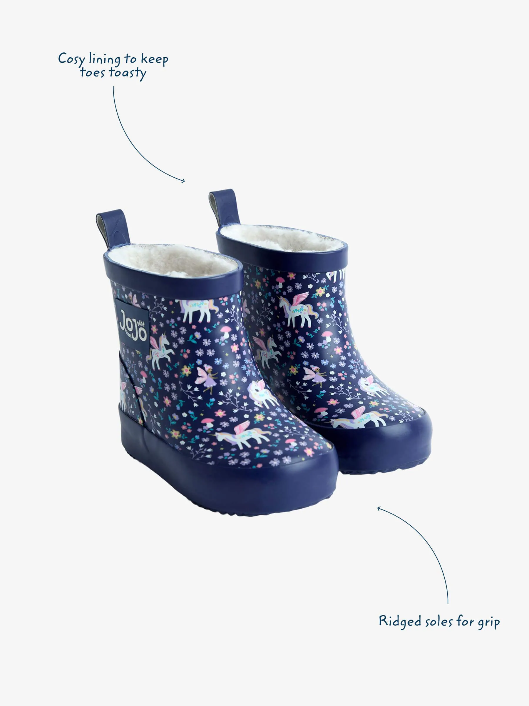 Marineblauw eenhoorn - JoJo Maman Bébé Print Cosy Short Wellies