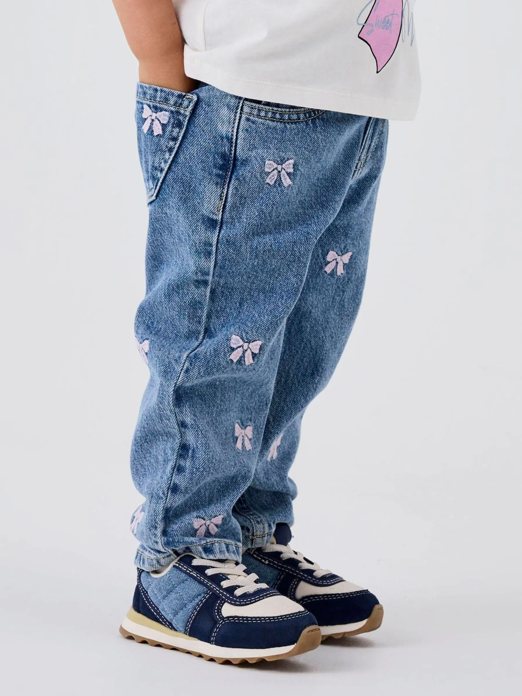 Name It Bow Embroidery Mom Jeans