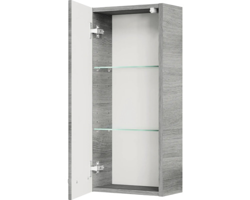 Pelipal Quickset 328 badkamermeubelset, BxHxD 145 x 200 x 39 cm, grafiet getextureerde fronten, met witte glazen wastafel, onderkast en bovenkast 328.120007