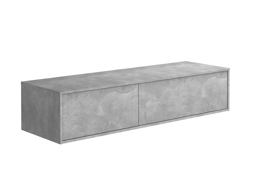 Meuble de salle de bain suspendu gris béton avec double vasque - L150 cm - ISAURE II