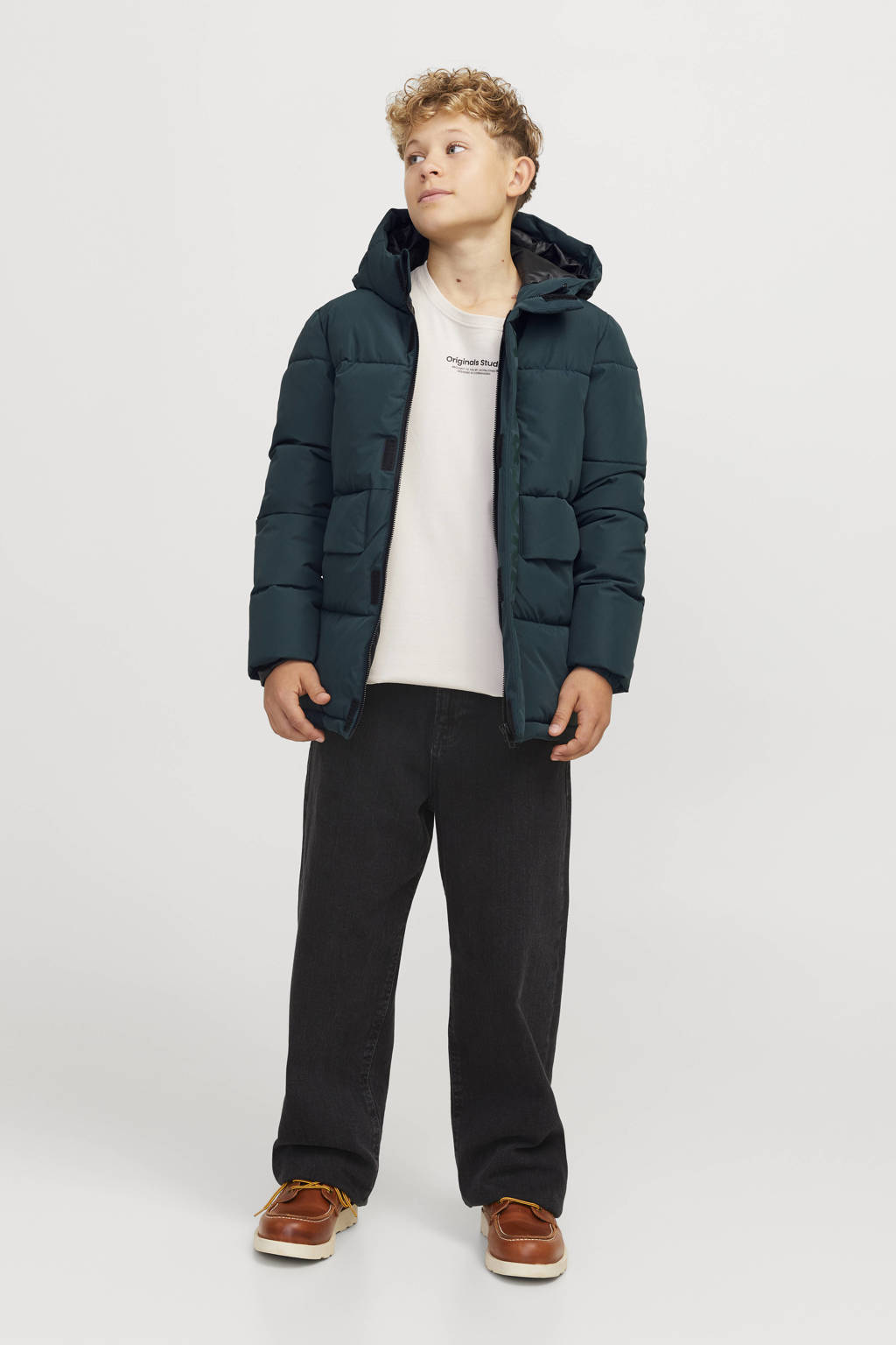 JACK & JONES gewatteerde winterjas JCOSPEED donkergroen