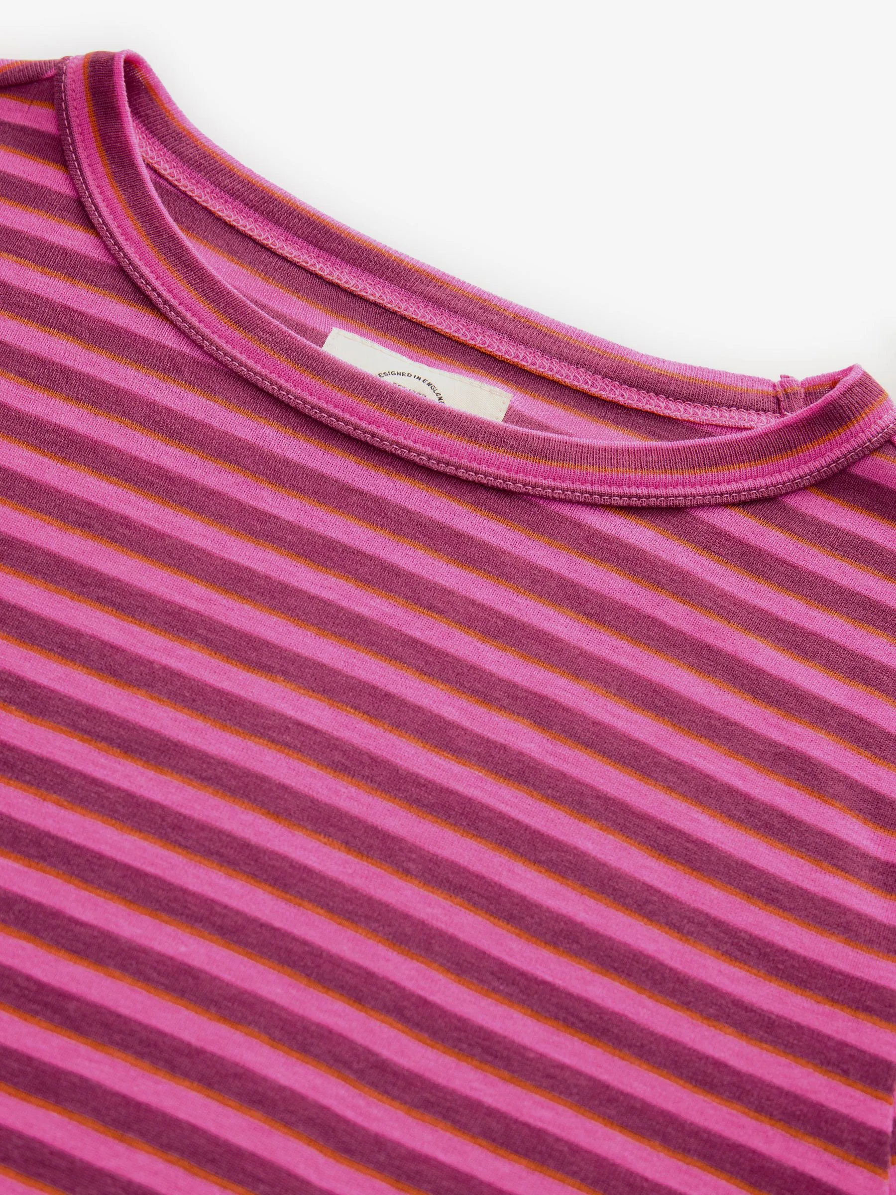 Bordeauxrood gestreept - 100% katoenen T-shirt met lange mouwen
