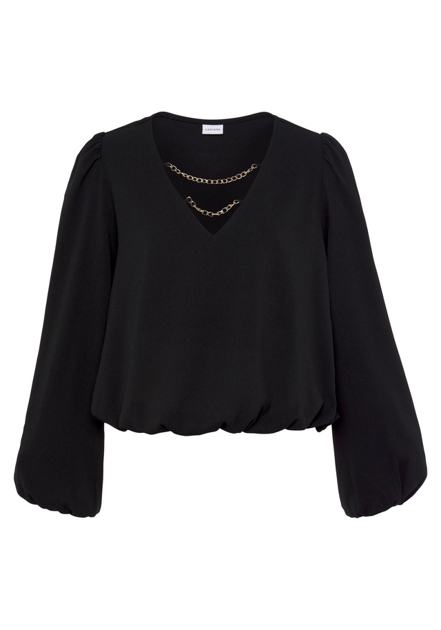 LASCANA Schlupfbluse mit Kettendetails, elegante Damenbluse, modisch, festlich