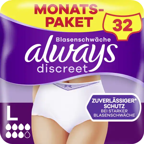 Monatspaket Discreet Inkontinenz Höschen Plus Gr. L