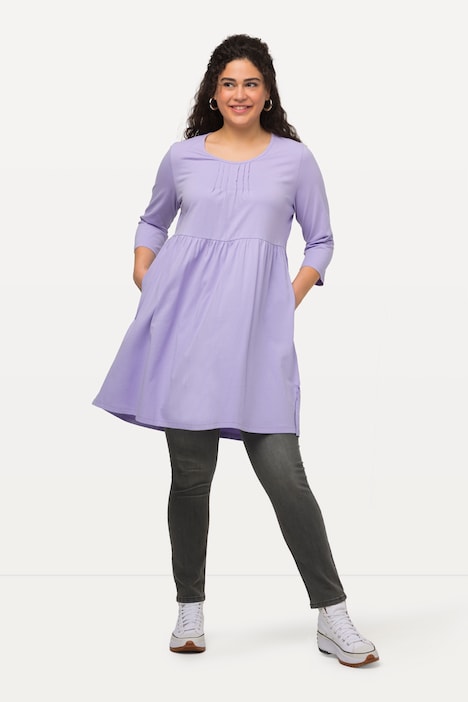 Longshirt, Biesen, A-Linie, Rundhals, 3/4-Arm