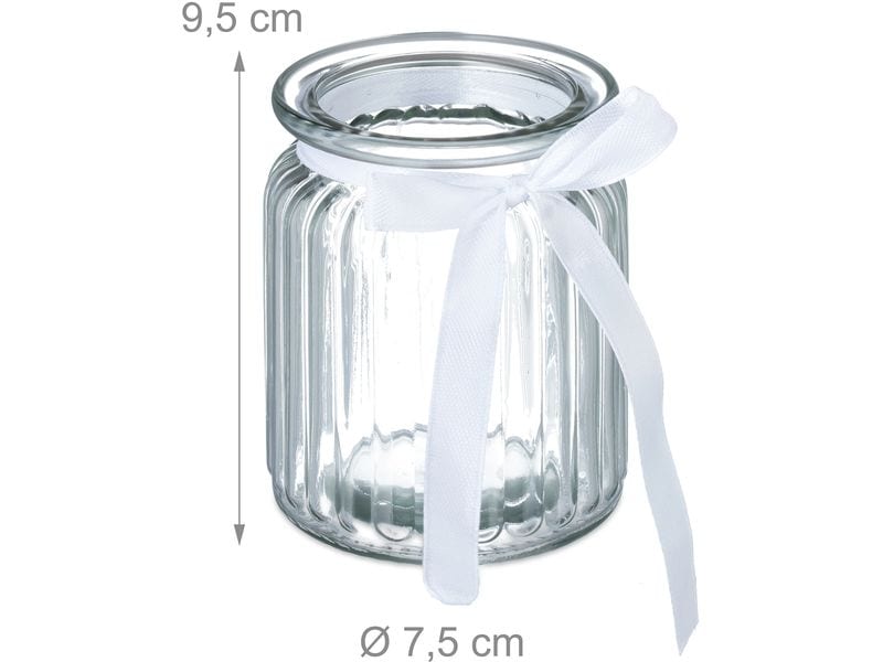 relaxdays Windlicht 9.5 cm, Glas, 12 Stück Teelichthalter