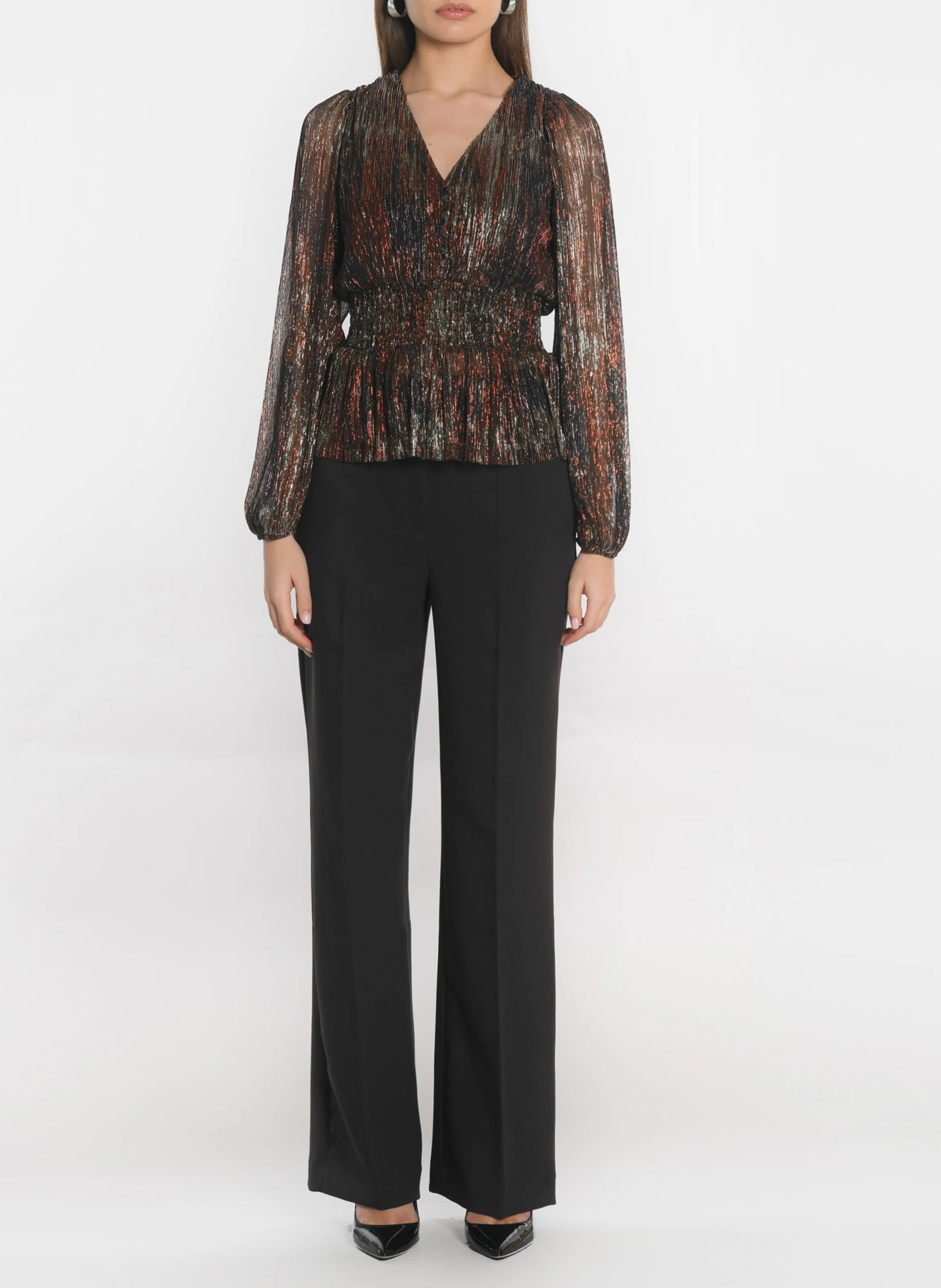 JANET - Blouse col v scintillant | Doré