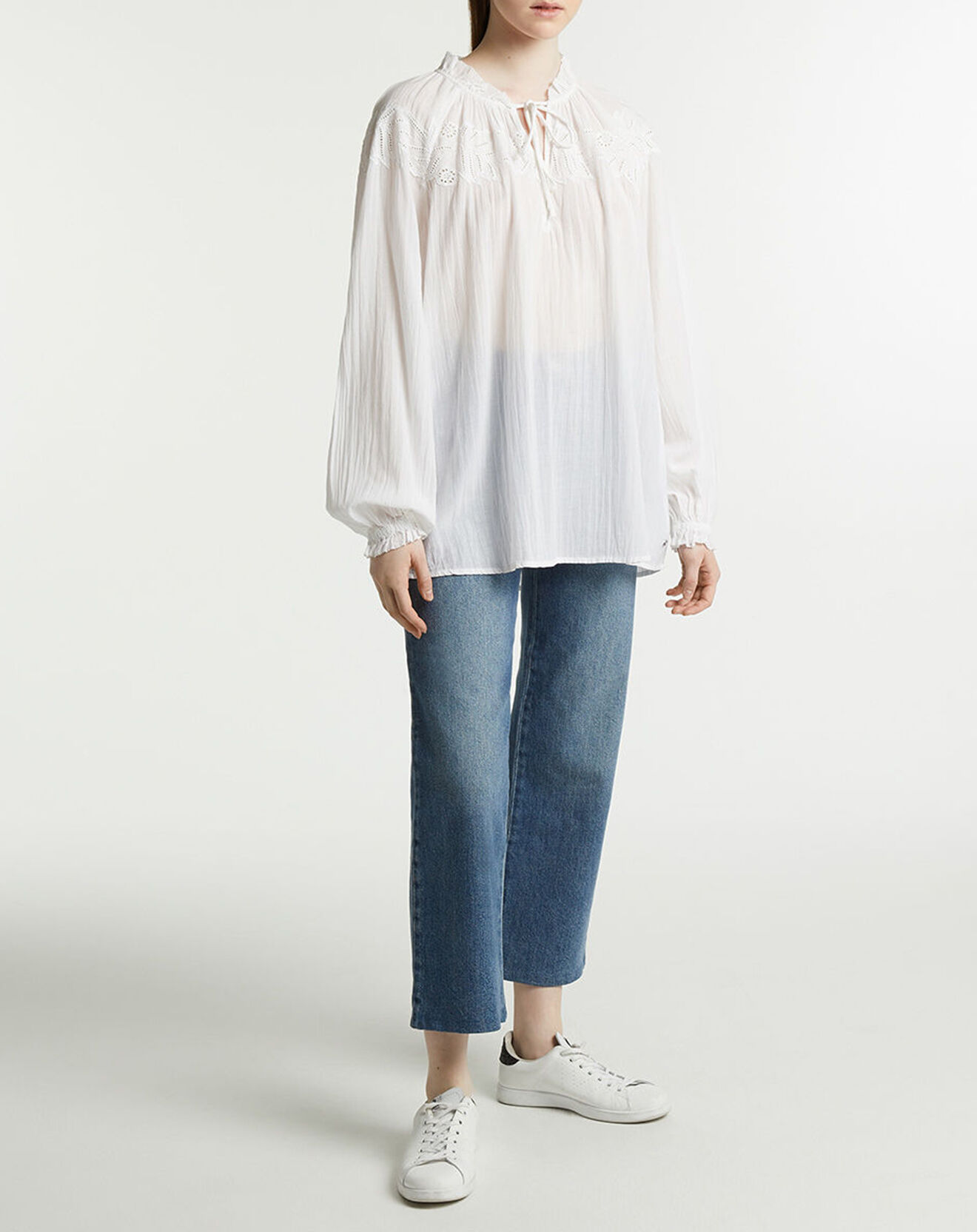 Tommy Hilfiger Blouse avec broderie anglaise blanche