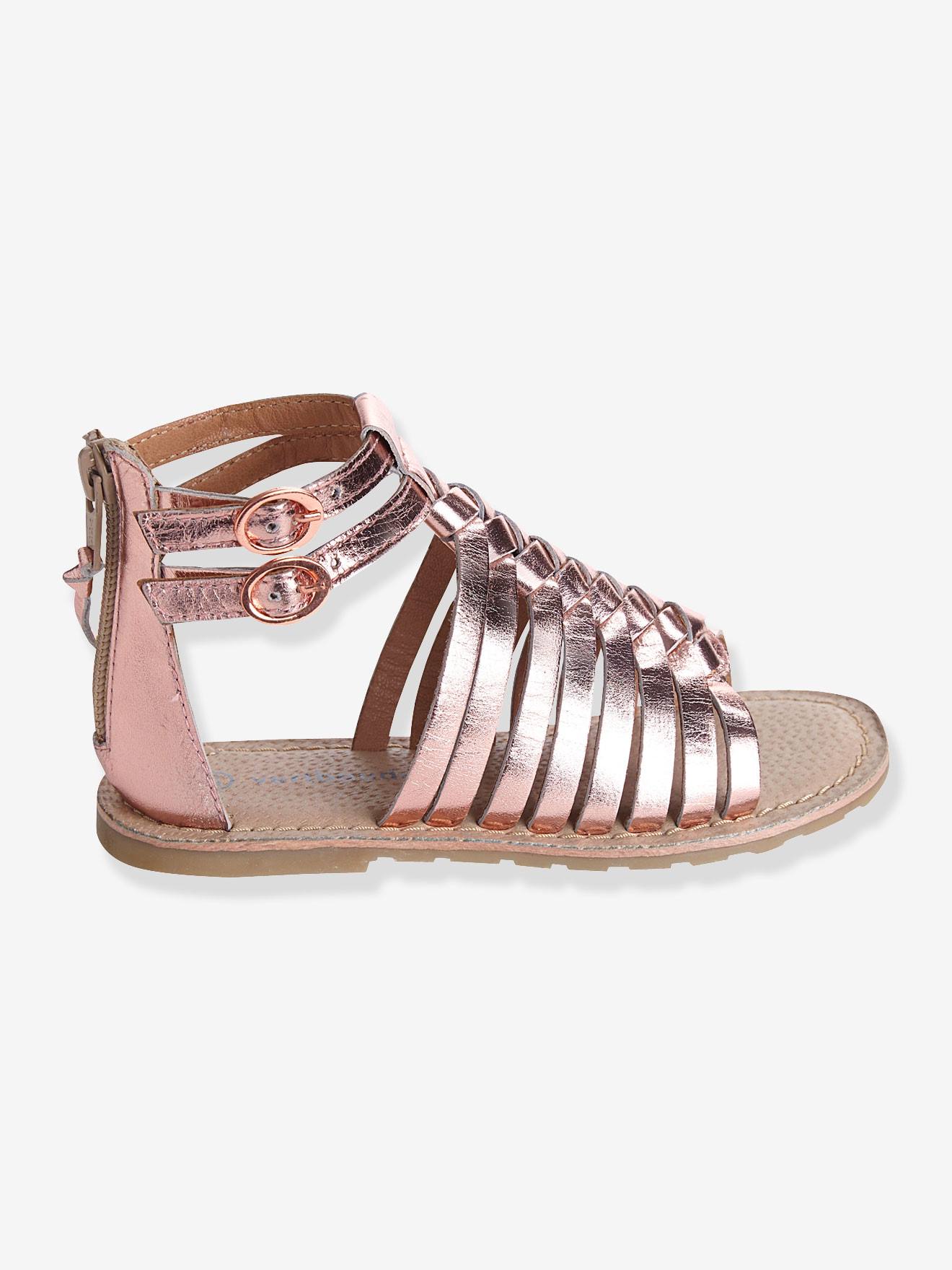 Sandálias de couro prateadas e multicoloridas para meninas