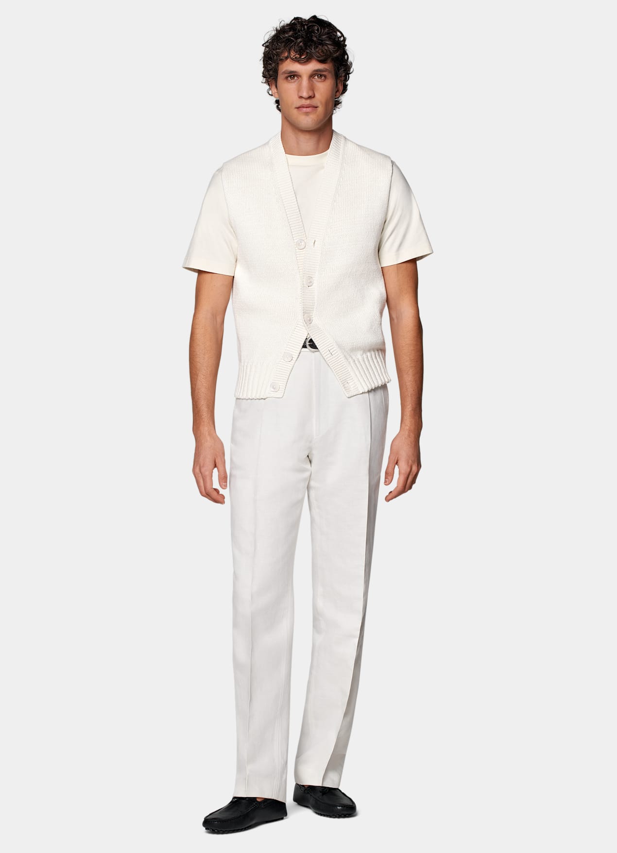 Cardigan sans manches blanc cassé
