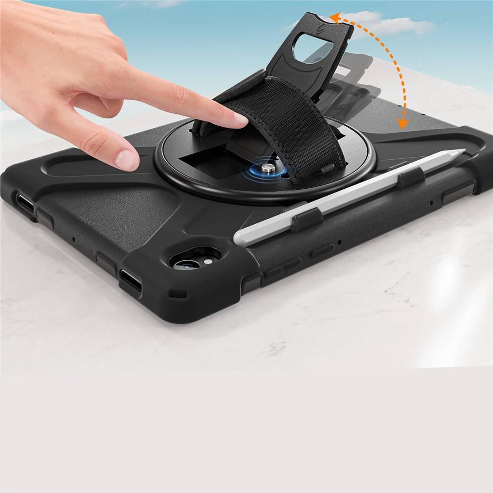Samsung Galaxy Tab S11 Hybrid Outdoor Case Hülle mit Aufsteller und Handschlaufe - Schwarz
