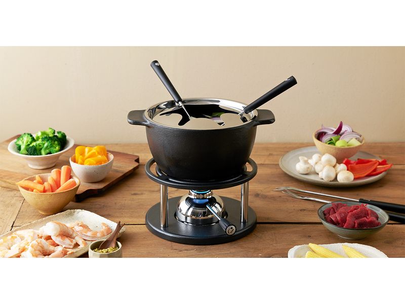 Kisag Fleischfondue-Set Twin 10 Teile, Schwarz Fleisch-Fondue-Set für sechs Personen
