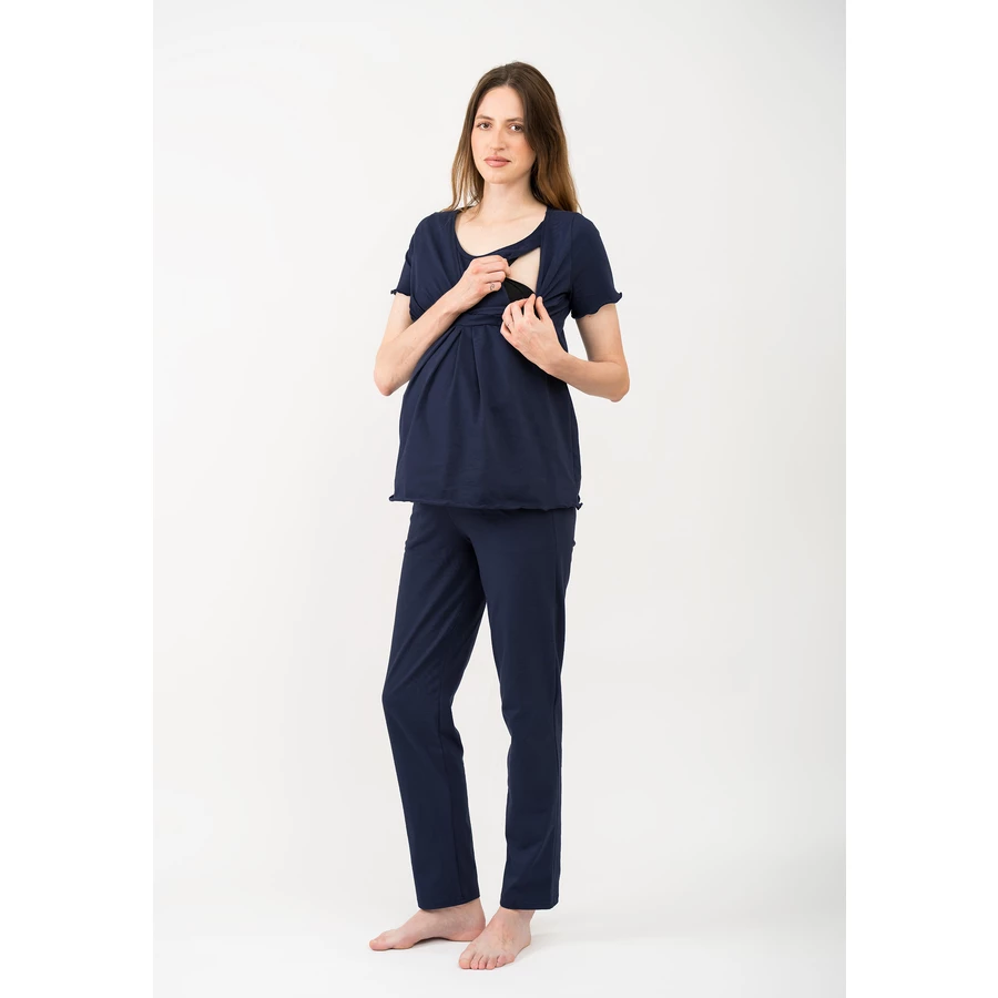 Cool Mama Umstands- und Still-Pyjama 2 in 1 Dunkelblau