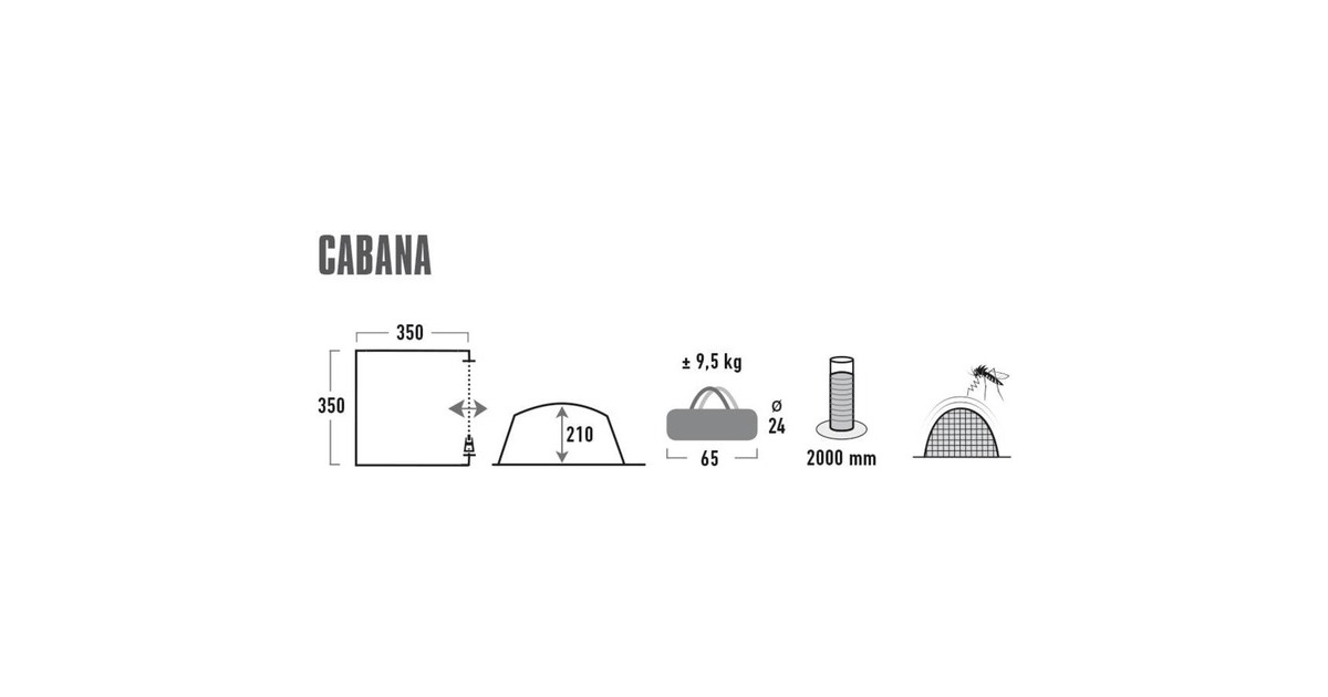 High PeakCabana paviljoen  (Grijs/limoen, 3,5 x 3,5 m)