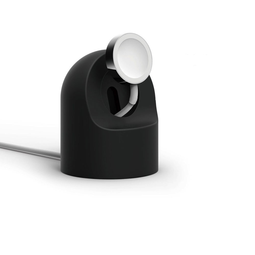 Apple Watch Silikon Uhren Halterung Aufbewahrungsstation mit Ladekabel-Management - Schwarz