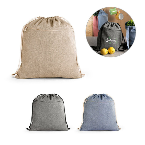 hi!dea 92928 - Sac à cordelettes en coton recyclé (70%), polyester (30% rPET) (140 g/m²)