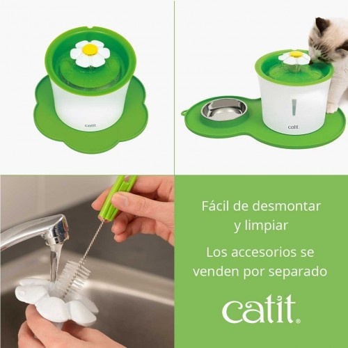 Bebedouro e tapete combinados com comedouro, verde