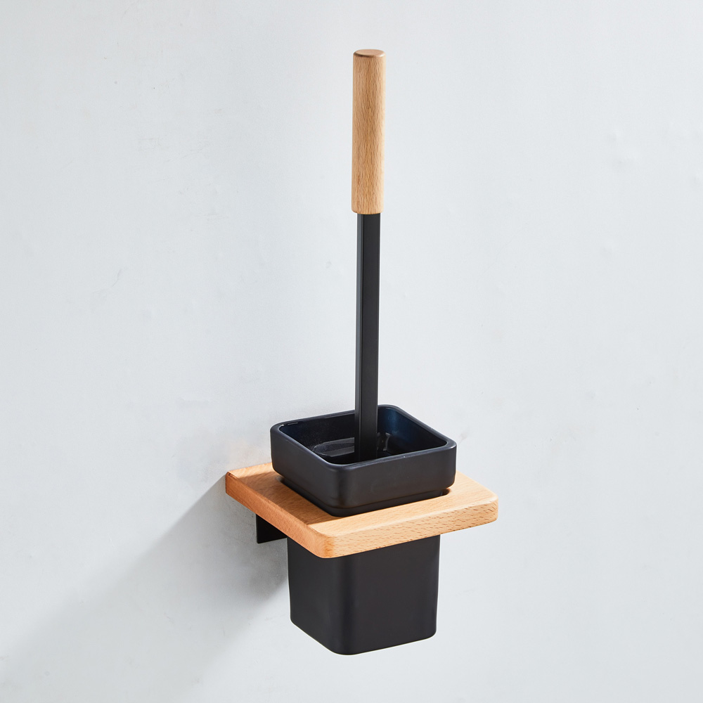 Saniclear Lumber toiletborstel mat zwart walnoothout