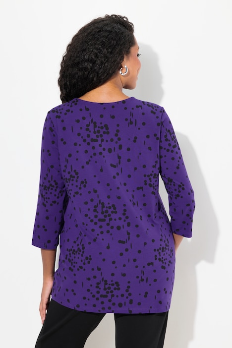 Shirt, Tupfen, Tunika-Ausschnitt, 3/4-Arm