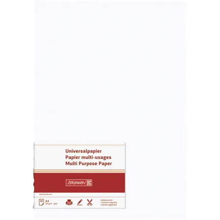 BRUNNEN Briefbogen Premium mit Struktur und Büttenschnitt, weiß, 120g/m², A4, 25 Bogen