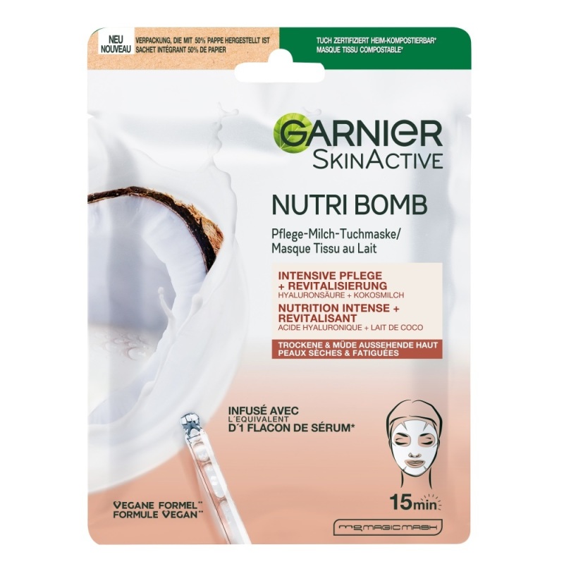 Garnier Skinactive Nutribomb Kokos Sheet Masker 1 stuk