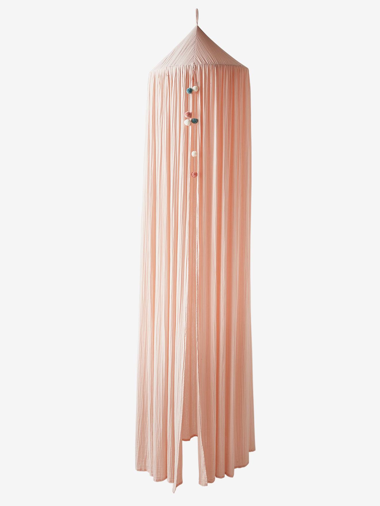 Dossel liso em chiffon de algodão rosa claro cor Eau de Rose