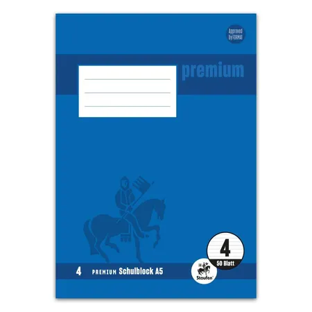 Staufen Premium Schulblock Lin4 A5 50 Blatt 90g/qm 10mm liniert 2-Loch