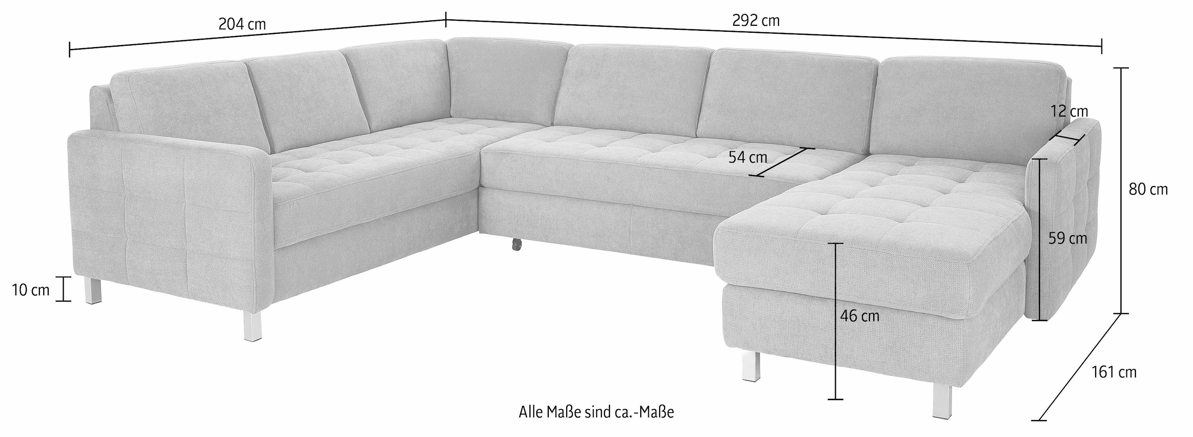 sit&more Wohnlandschaft »Pablo U-Form« wahlweise mit Bettfunktion und Bettkasten