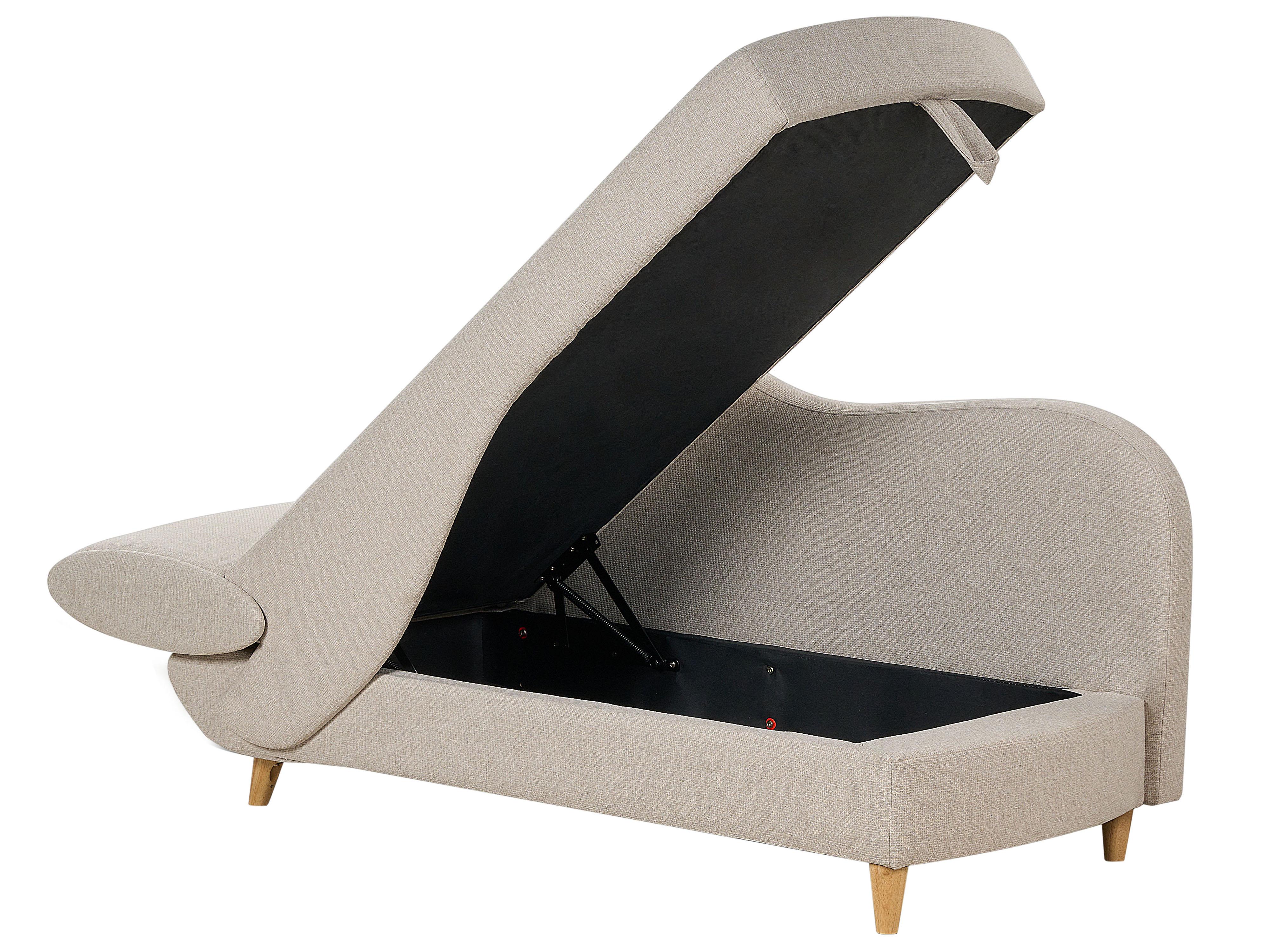 Linkszijdige chaise longue MERI Kunstlinnen Beige met opbergruimte