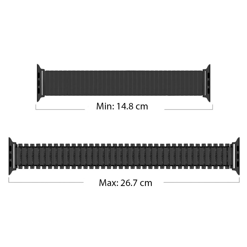 Apple Watch (49/46/45/44 mm) Elastisches Edelstahl Armband - Schwarz