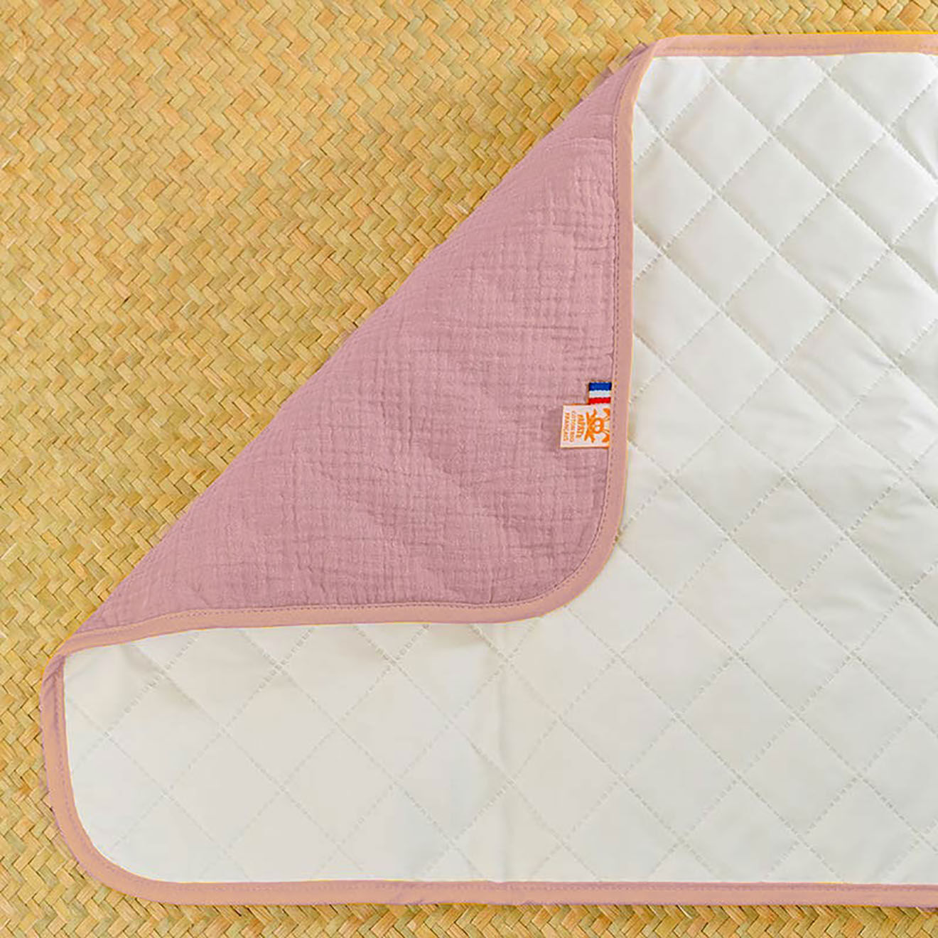 Papate Tapis à Langer Nomade en Coton Bio rose - 65x42 cm