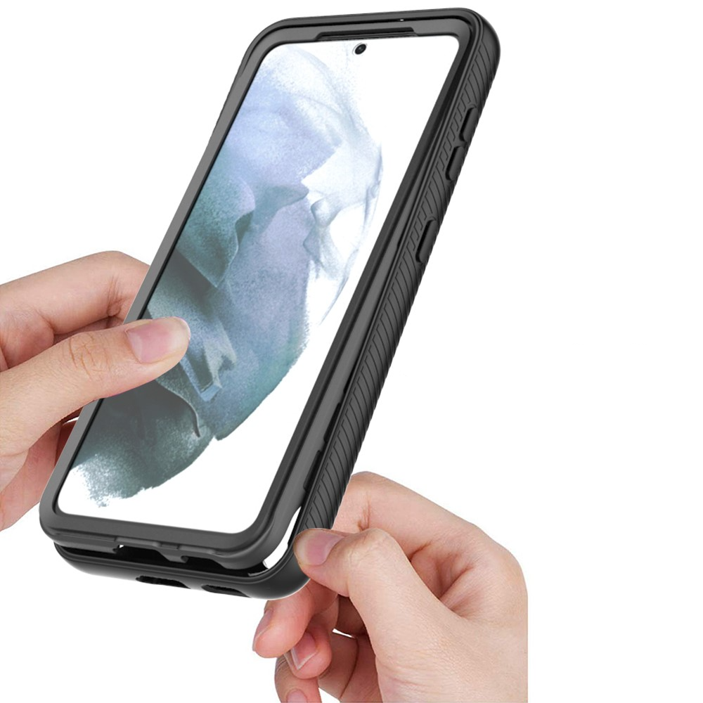 (2-tlg.) Samsung Galaxy S21 FE 5G Hybrid TPU Bumper Case Hülle - Schwarz / Transparent
