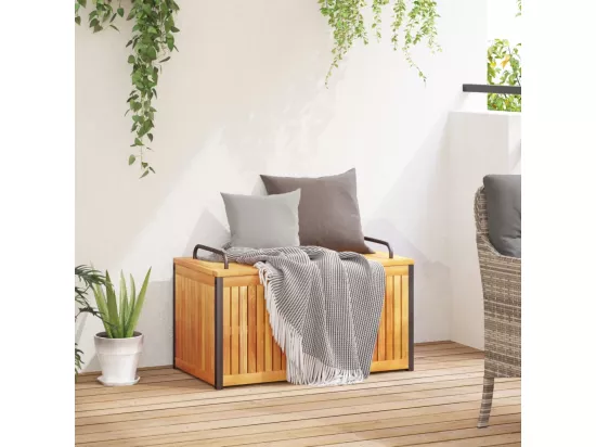 Boîte à coussins d'extérieur bois d'acacia solide et acier