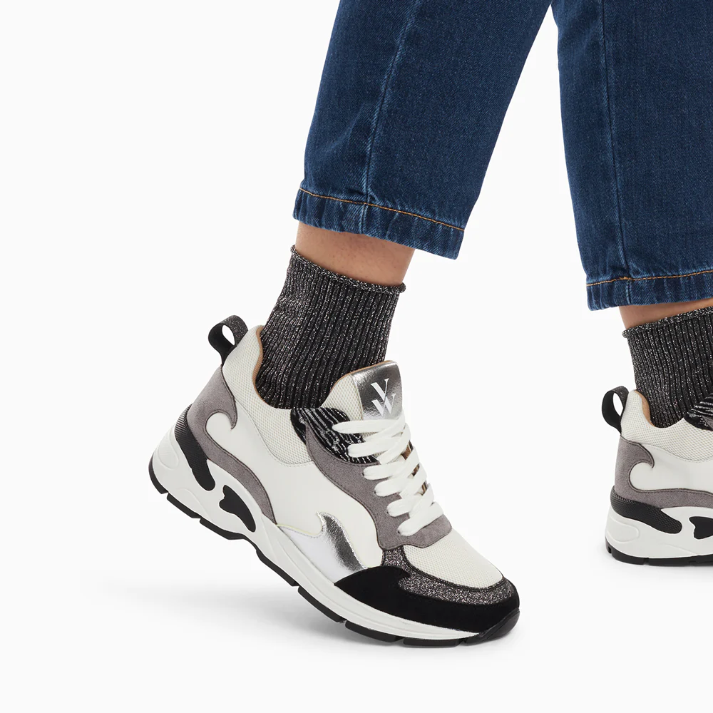 Sneakers-Baskets flamme Arya blanc et gris