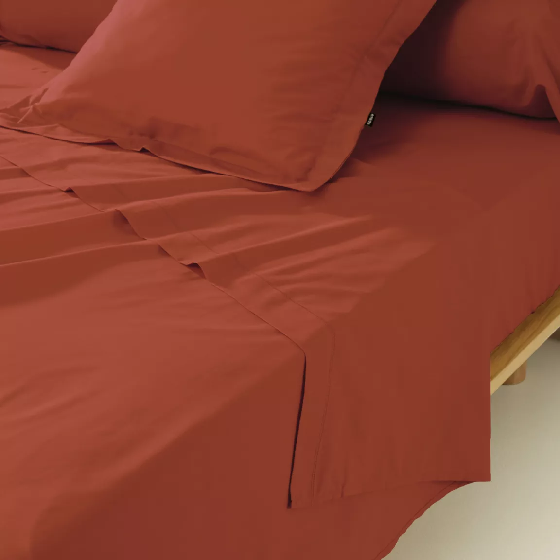Drap plat percale de coton (270 x 300 cm) Cali Terracotta