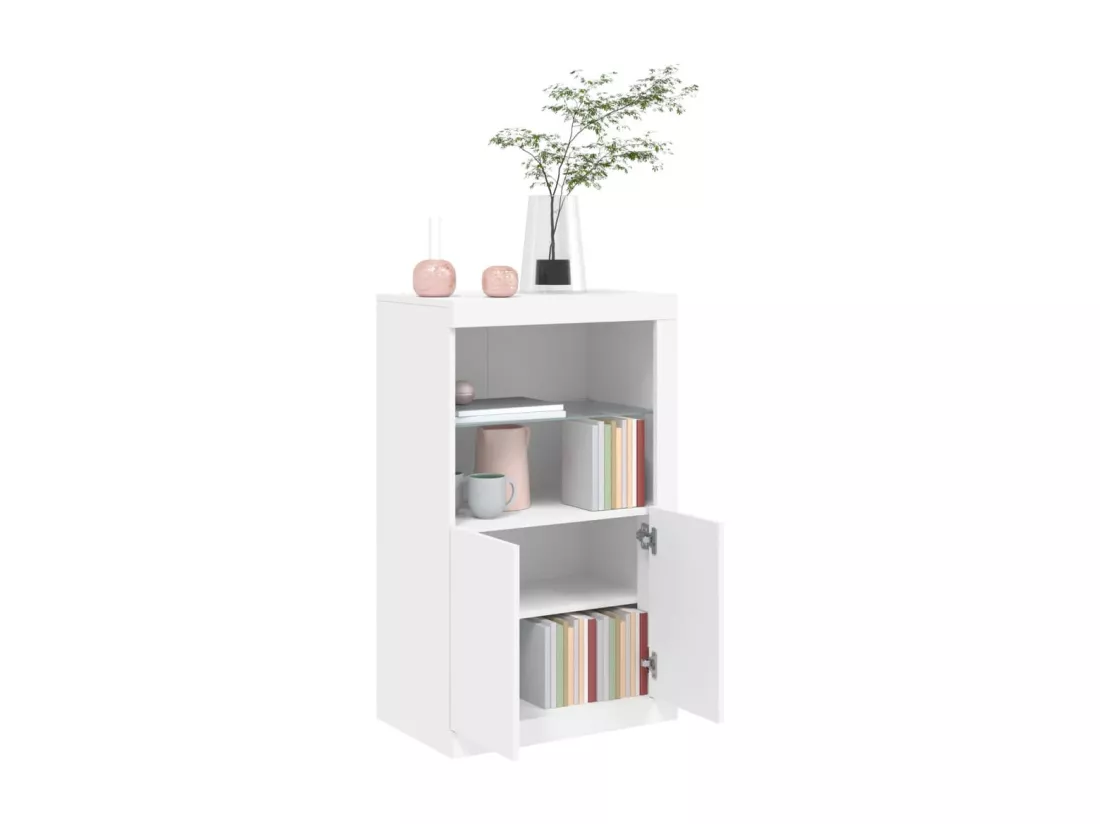 Armoire latérale avec éclairage LED blanc bois d'ingénierie