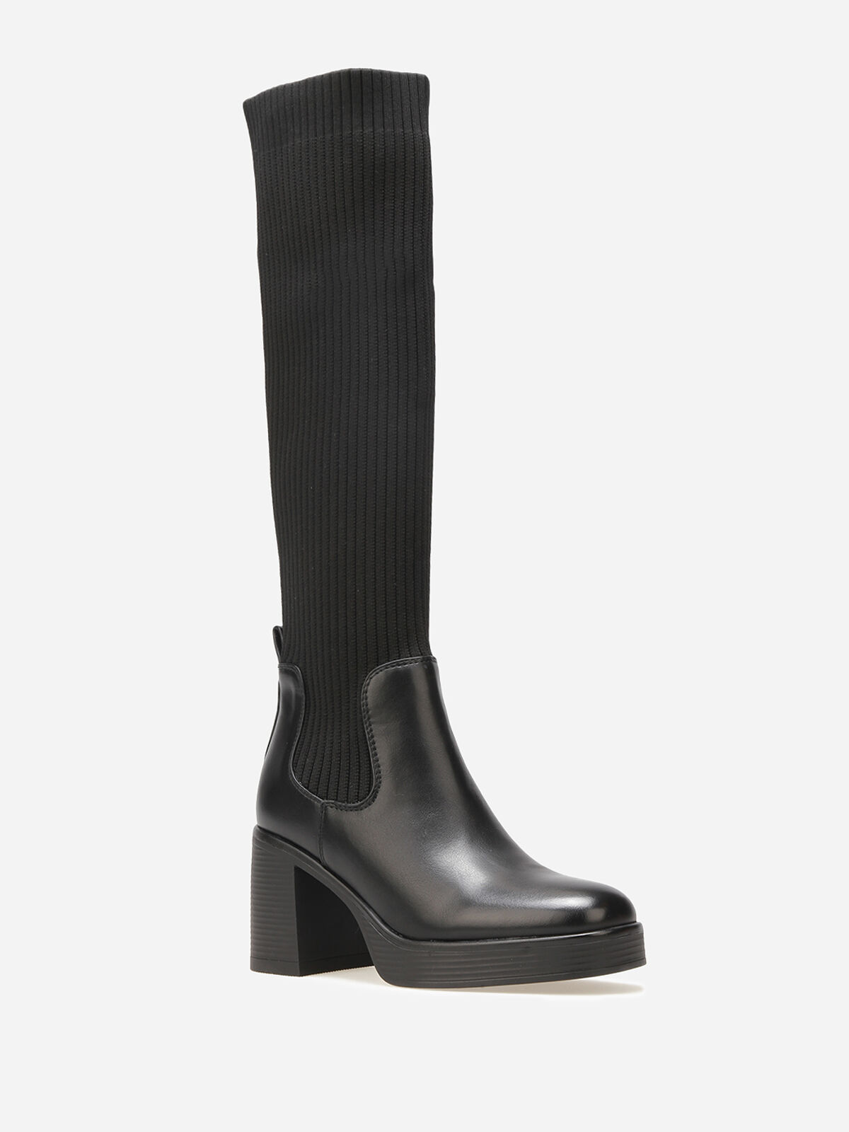 Bottes bi-matières à plateforme- Noir