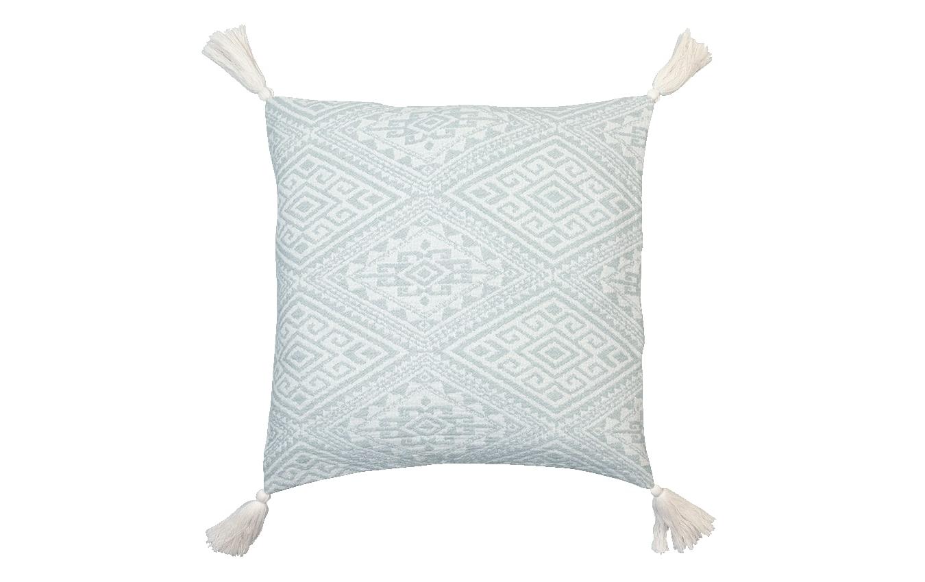 Kissenbezug mit Quasten 45 cm x 45 cm, Beige/MintJaquard-Kissenhülle