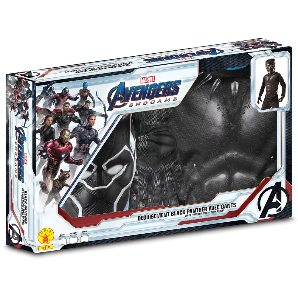 MARVEL - AVENGERS - DEGUISEMENT - BLACK PANTHER - COSTUME ET GANT TAILLE L 7-8 ANS