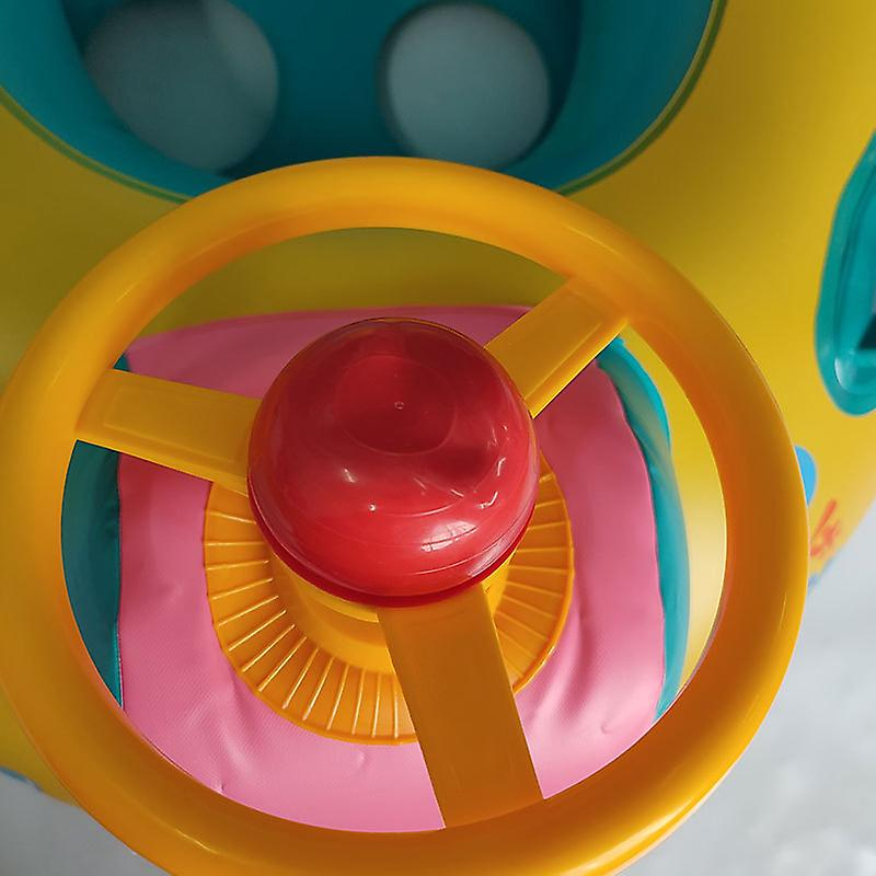 Aufblasbare Baby Schwimmhilfe Pool Sitz Wasser Ring inkl. Abnehmbarem Sonnendach - Blau / Gelb