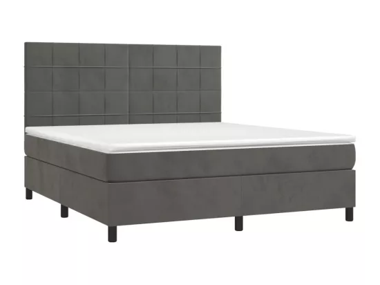 Sommier tapissier matelas et LED Gris foncé 180x200 cm Velours