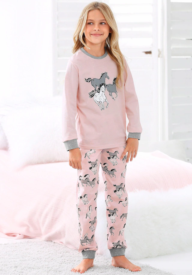 petite fleur Pyjama 1 Stück, 2 Stk. tlg., Schlafanzug in langer Form mit Pferde Print