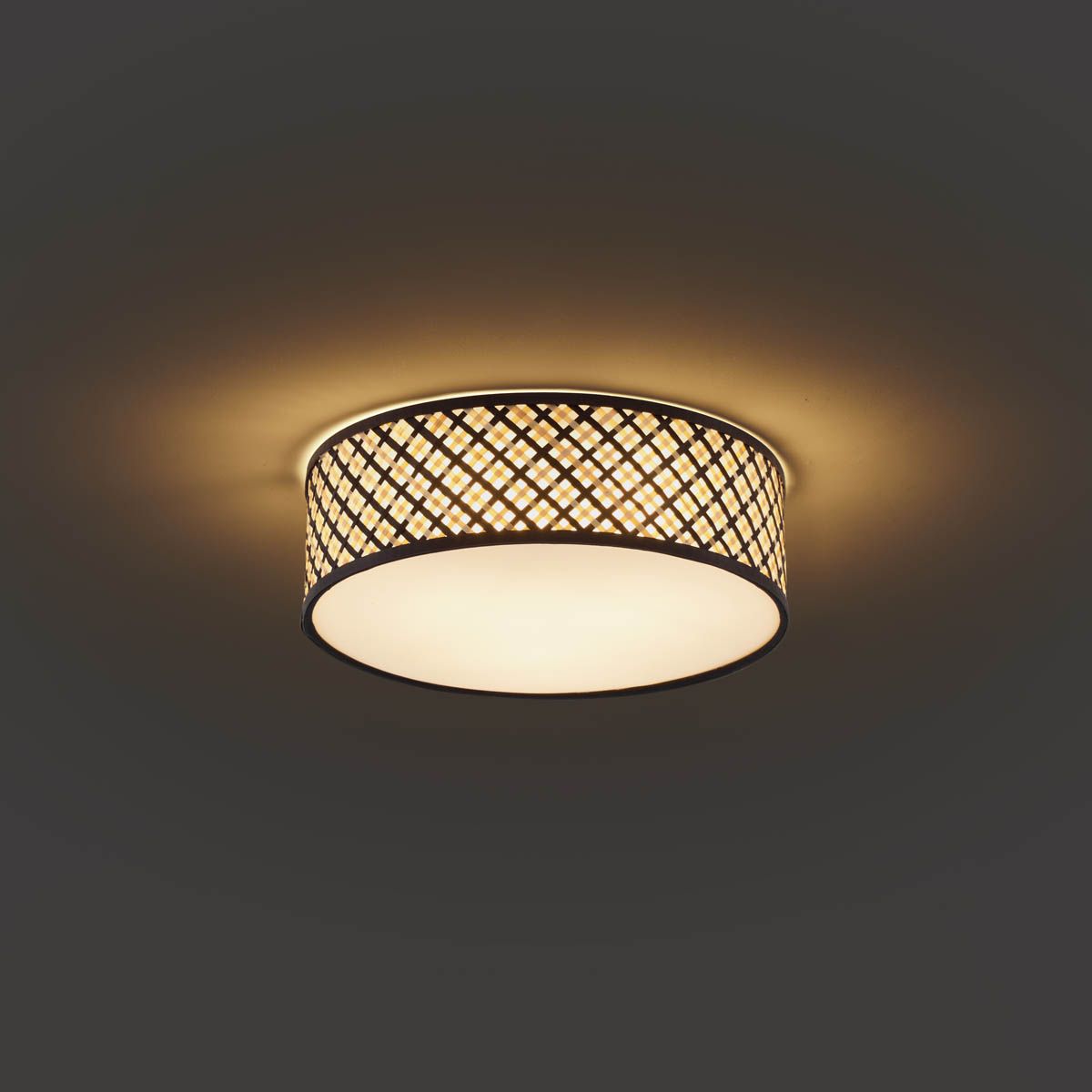 Oosterse plafondlamp rotan met zwart 40cm - Tremmo