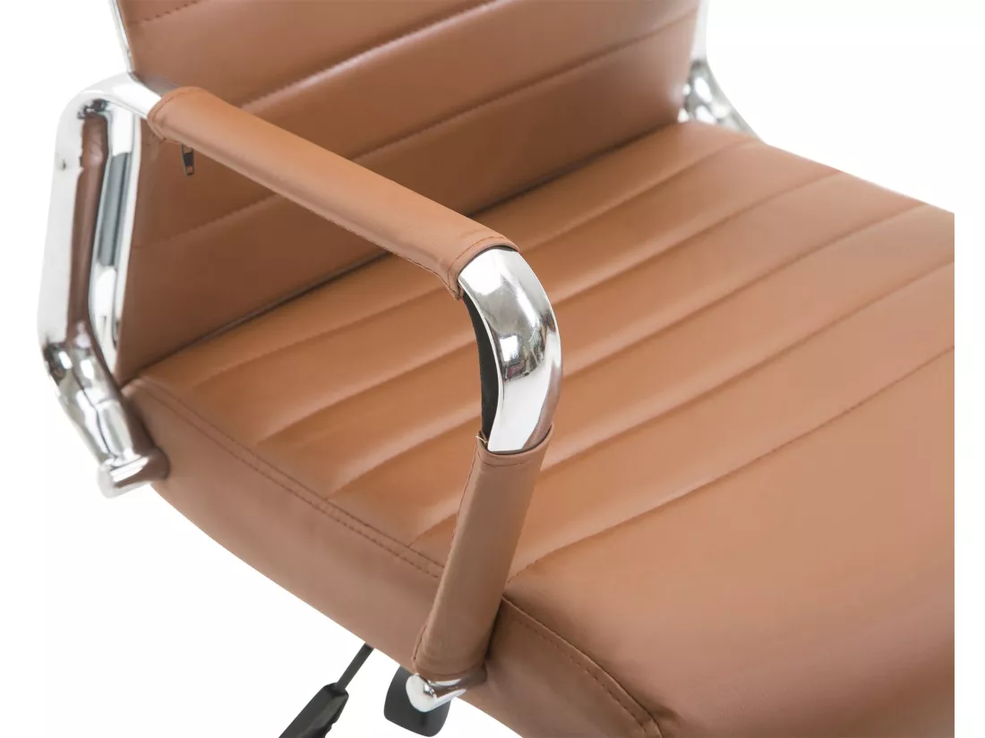 Chaise de bureau - Similicuir & Noyer - Marron clair - Kolumbus