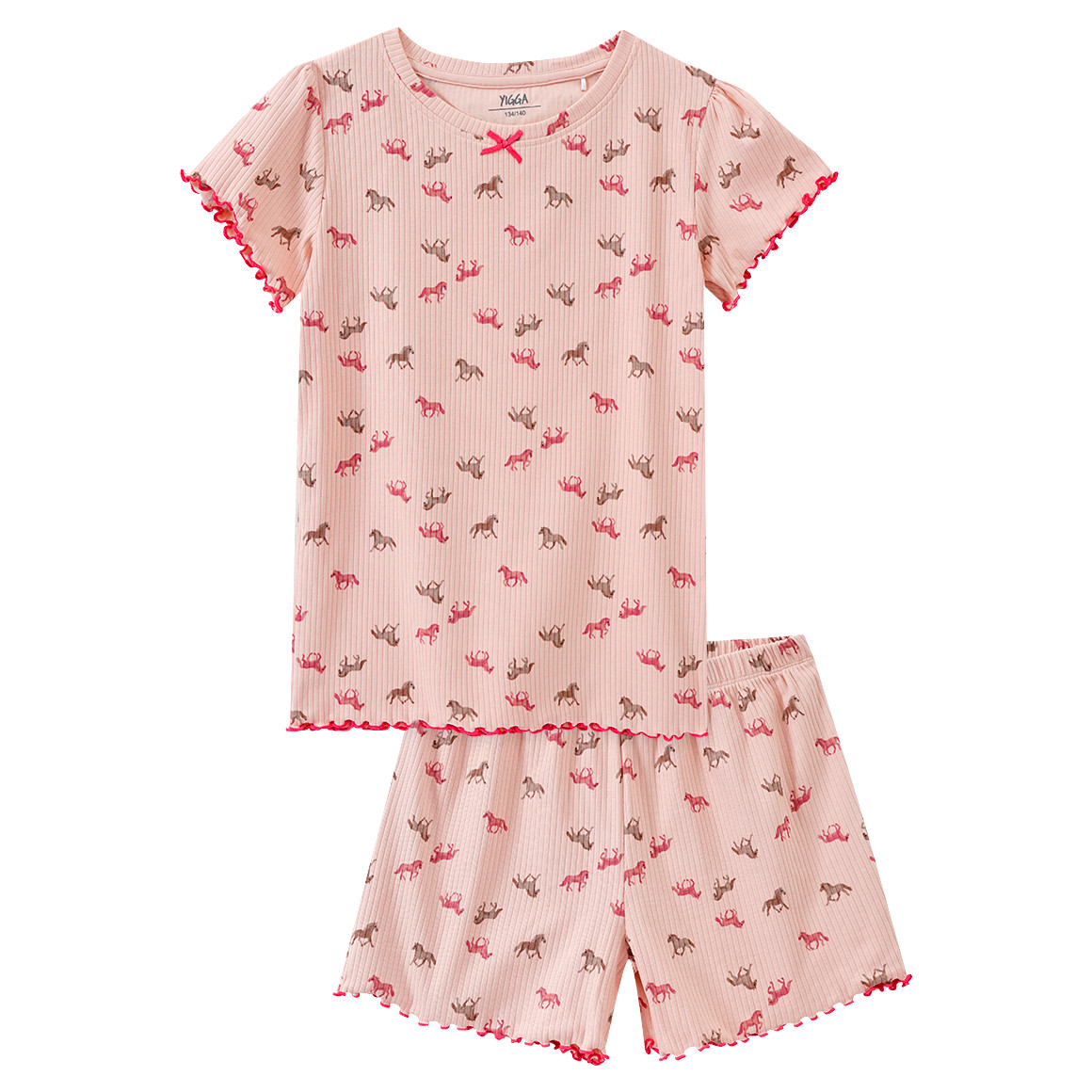 Yigga Mädchen Shorty mit Pferde-Motiven rosa