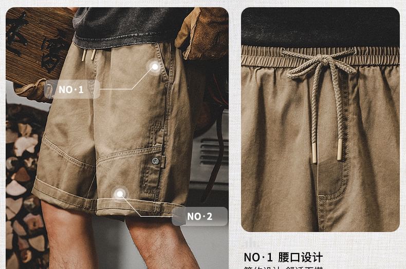 Double White - Effen shorts met trekkoord in de taille