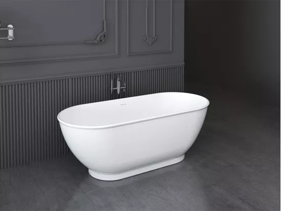 Baignoire îlot ovale - 240 L - 170 x 75 x 60 cm - Blanc brillant - Acrylique - MOBULA