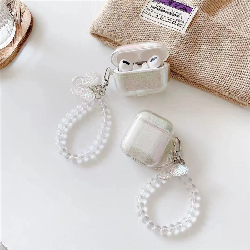 Capritz - Butterfly Charm Faux Crystal Strap AirPods Case Skin