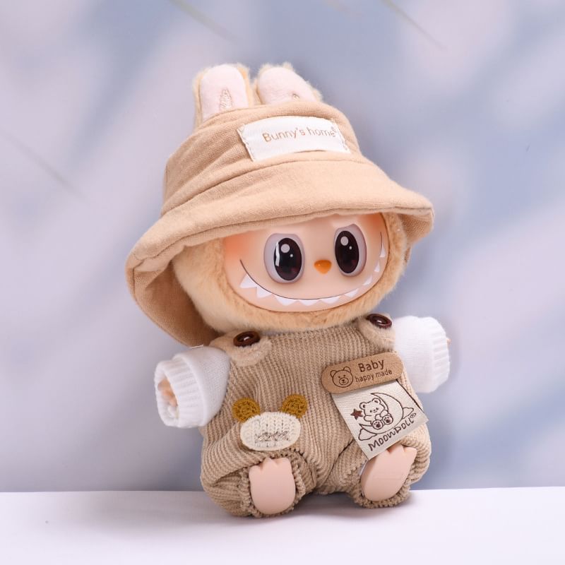 Miumi - Set: Applique Bucket Hat + Top + Dungaree Poppenkleding -17cm